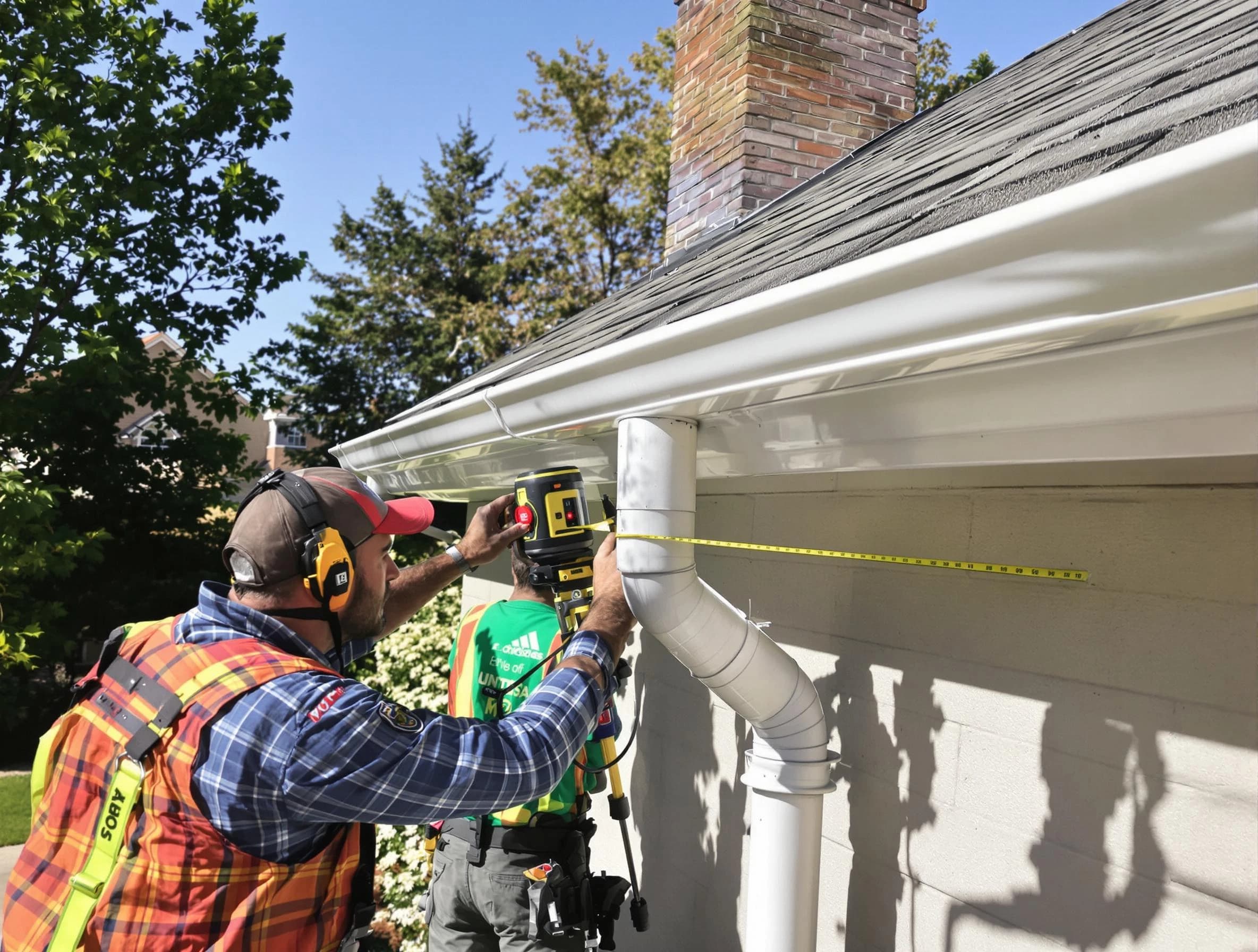 North Olmsted Roofing Company installing downspouts at a property in North Olmsted, OH