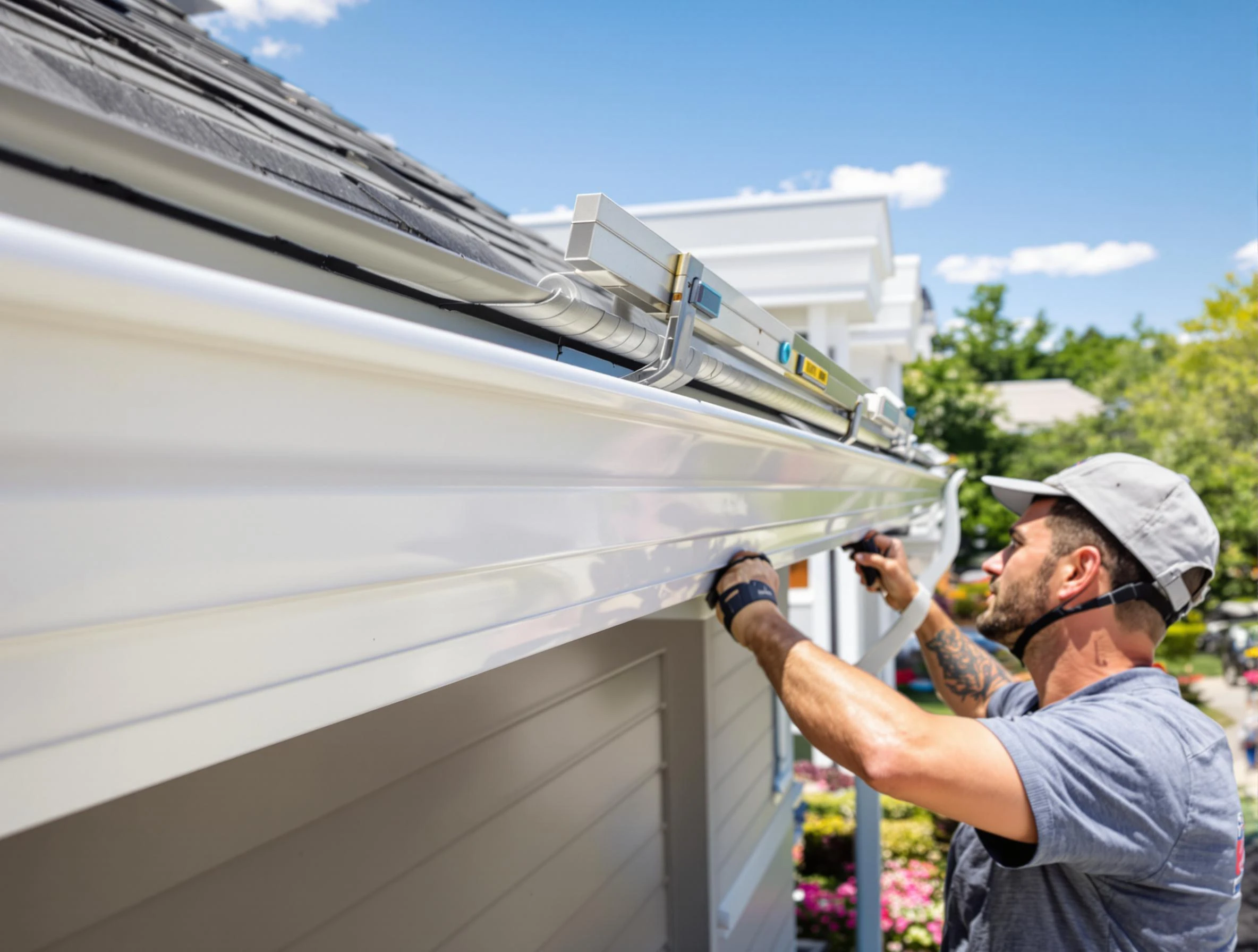 Newly installed gutters by North Olmsted Roofing Company for a home in North Olmsted, OH