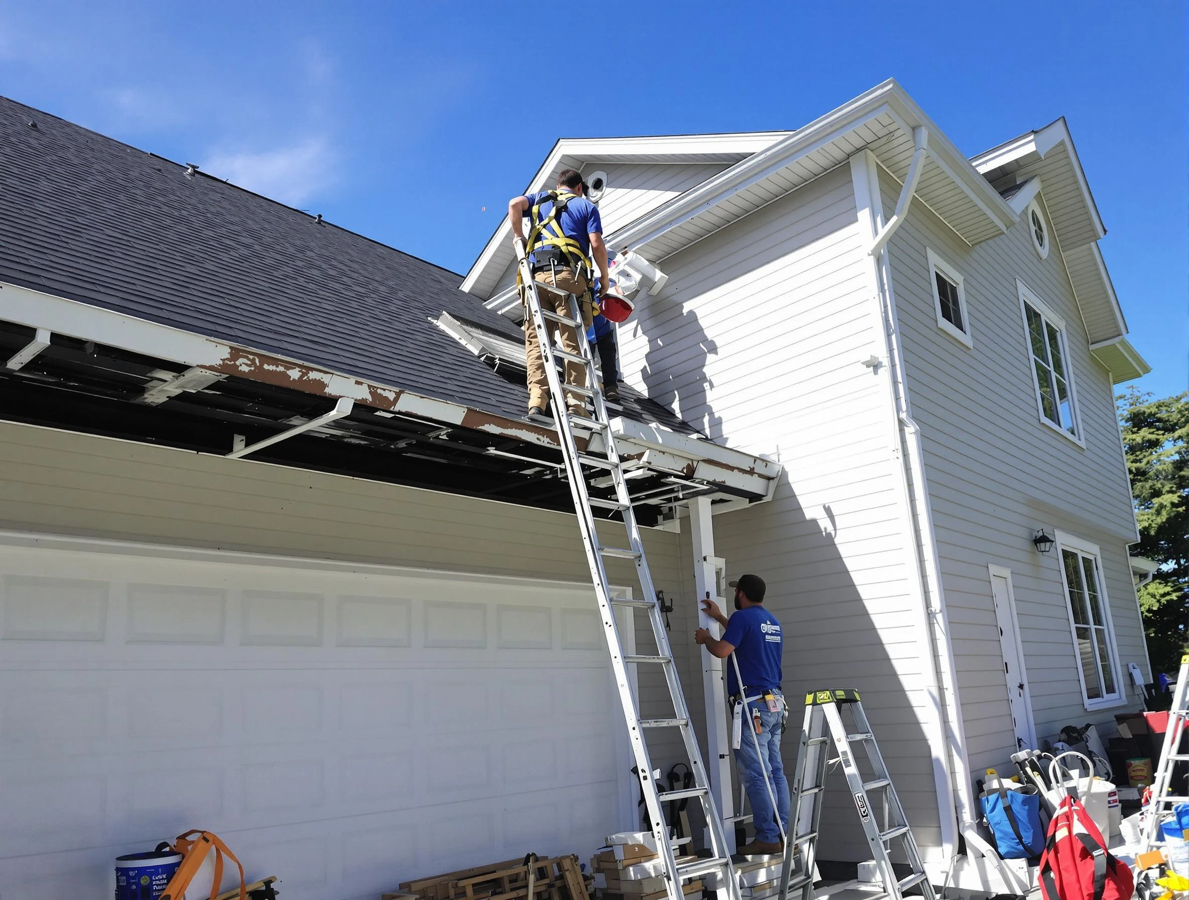 Newly replaced gutters by North Olmsted Roofing Company in North Olmsted, OH